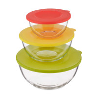 Набор из 3-х круглых контейнеров, 1 л, 2 л, 4 л, стекло, пластик, GLASSLOCK, Корея