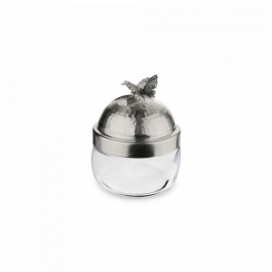 Банка для сыпучих продуктов «Бабочки», медь кованая, стекло, 420 мл, серебристый, серия Летний сад, Кольчугинский Мельхиор, Россия, Банки для хранения чая