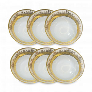 Набор из 6-ти порционных салатников Cream Gold, 14 см, фарфор, бежевый, золотой, серия Constanza 9320, FALKENPORZELLAN, Германия, Наборы фарфоровых салатников