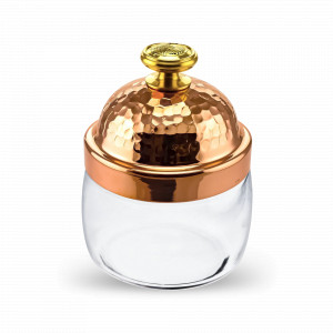 Банка для сыпучих продуктов «КМ», медь кованая, стекло,  500 мл, серия Летний сад, Кольчугинский Мельхиор, Россия, Банки для хранения чая