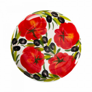 Тарелка закусочная, 22 см, керамика, белый, декор, серия Томаты и оливки, EDELWEISS, Италия, Скидки -30% на керамику EDELWEISS