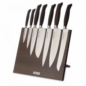 Набор кухонных ножей, 7 штук, на магнитной подставке ComposeEat, серия Ergo Line Smoked Oak, BERGER CUTLERY, Германия, Набор кухонных ножей премиум