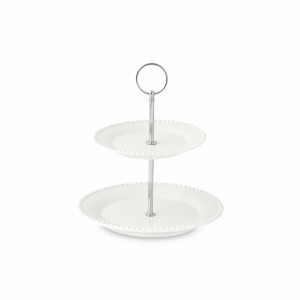 Этажерка двухъярусная, 16, 21 см, фарфор, белый, серия Tiffany, EASY LIFE (R2S), Италия, Предметы сервировки EASY LIFE R2S