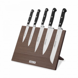 Набор кухонных ножей, 5 штук, на магнитной композитной подставке ComposeEat (темное дерево),серия Opera, ARCOS, Испания, Наборы кухонных ножей Arcos