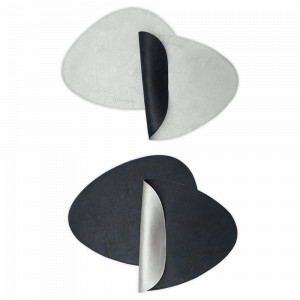 Набор из 4-х двухсторонних сервировочных салфеток, 33 х 41 см, экокожа ПВХ, синий/светло-серый, серия Drops, LIBERTY JONES, Китай, Салфетки подстановочные