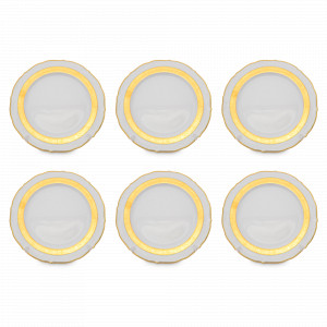 Набор из 6-ти подстановочных тарелок Матовая полоса, 27 см, фарфор, белый, золотой, серия Мария-Тереза, REPAST, Чехия, Тарелки REPAST