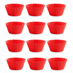 Набор из 12-ти форм для выпечки кексов «Маффин», 7 см, силикон, красный, LEKUE, Испания, LEKUE (Испания)