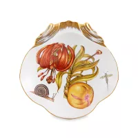 Блюдо -ракушка «Природа, красные цветы», 20 х 20 см, фарфор, серия Natura, VISTA ALEGRE, Португалия, 