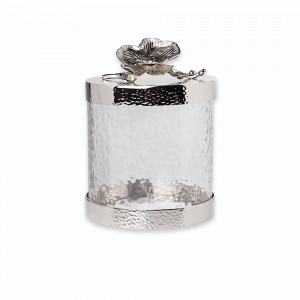 Банка для сыпучих продуктов с крышкой «Белая орхидея», стекло, нержавеющая сталь, 15 x 14 см, серия White Orchid, MICHAEL ARAM, США, MICHAEL ARAM (США)