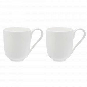 Набор из 2-х кружек, 350 мл, костяной фарфор, белый, серия Плиссе, DECOR DE TABLE, Россия, Белые кружки