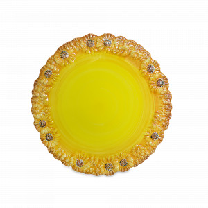 Блюдо сервировочное, 36 см, керамика, желтый, декор, серия Маргаритка, EDELWEISS, Италия, EDELWEISS (Италия)