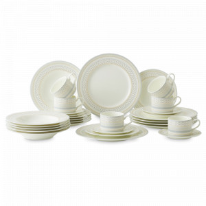 Сервиз чайно-столовый на 6 персон, 30 предметов, фарфор, белый, серия Sophia, DECOR DE TABLE, Россия, Наборы обеденных тарелок