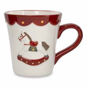 Кружка «Лошадка-качалка», 500 мл, керамика, белый, красный, серия New Year, ANNA LAFARG, Китай, Кружки