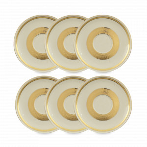 Набор из 6-ти блюдец Creme Gold, 14.5 см, фарфор, белый, золотой, серия Constanza 9321, FALKENPORZELLAN, Германия, Чайные пары из фарфора
