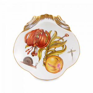 Блюдо -ракушка «Природа, красные цветы», 20 х 20 см, фарфор, серия Natura, VISTA ALEGRE, Португалия, Блюда сервировочные, менажницы