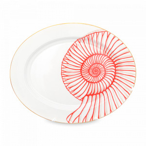 Блюдо овальное Red Gold, 36 х 23 см, фарфор, белый, красный, серия PBC-Corallo, FALKENPORZELLAN, Германия, Блюда из фарфора