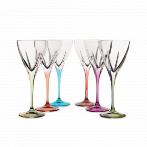 Набор из 6-ти бокалов Prosecco Color, 250 мл, хрустальное стекло, мультиколор, серия Fusion, RCR, Италия, Цветные бокалы для шампанского