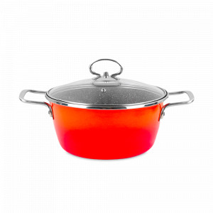 Кастрюля с крышкой, 20 см, сталь, стеклоэмаль, оранжевый, серия Dragon Piedra, VITRINOR, Испания, Посуда из нержавеющей стали