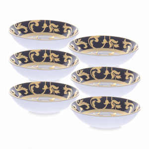 Набор из 6-ти розеток Black Gold, 10 см, фарфор, черный, золотой, серия Tosca, FALKENPORZELLAN, Германия, Пиалы и розетки FALKENPORZELLAN