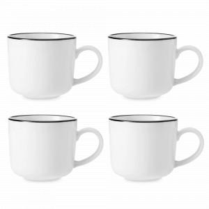 Набор из 4-х кружек, 360 мл, фарфор, белый, черный, серия Mikasa Luxe Deco, KITCHEN CRAFT, Великобритания, Кружки фарфоровые