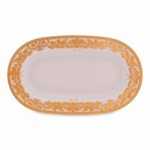 Блюдо овальное Creme Gold, 24 х 14 см, фарфор, бежевый, золотой, серия Constanza Natalia, FALKENPORZELLAN, Германия, Скидка до -30% на фарфор FALKENPORZELLAN