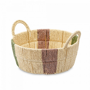 Корзина плетеная Bodhran Nature, размер M, шпагат, металл, бежевый, зеленый, серия Ethnic, TKANO, Россия, Органайзеры для хранения