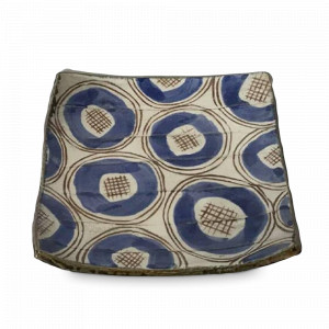 Тарелка квадратная пирожковая, 16.5 см, каменная керамика, белый, синий, ROOMERS TABLEWARE, Нидерланды, Тарелки хлебные