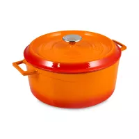 Кастрюля с крышкой, 4,5 л, 24 см, чугун, оранжевый, LAVA, Турция, 