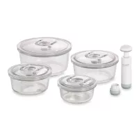 Набор из 4-х вакуумных контейнеров c насосом VacuBoxx R-set, стекло, тритан, CASO, Германия, 