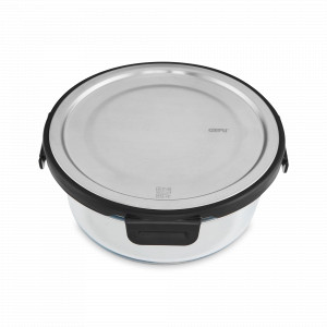 Контейнер  круглый для пищевых продуктов МИЛО, 16 см, 600 мл, боросиликатное стекло, нержавеющая сталь, GEFU, Германия, Контейнеры и термосы GEFU