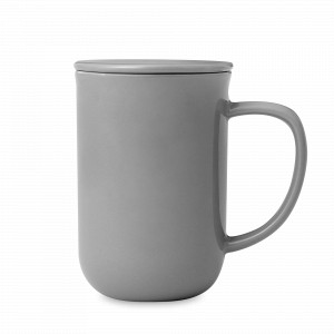 Кружка с ситечком и крышкой Balance, 500 мл, фарфор, нержавеющая сталь, цвет: серый, серия Minima, VIVA Scandinavia, Дания, Кружки с крышкой