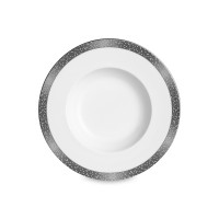 Тарелка суповая, 23 см, костяной фарфор, белый, стальной, серия Платиновая пыль, NARUMI, Япония