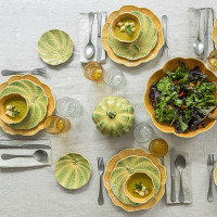 Тарелка закусочная «Тыква», 22 см, керамика, желтый, зеленый, серия Тыква, Bordallo Pinheiro, Португалия_00805890064950555273.jpg