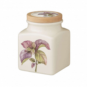 Банка для хранения сахара с крышкой, 15 см, керамика, белый, декор, серия Rosemary, NUOVA CER, Италия, r