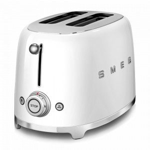 Тостер на 2 хлебца, нержавеющая сталь, пластик, 19,8 x 3,1 x 19,5 см, белый, SMEG, Италия, SMEG (Италия)