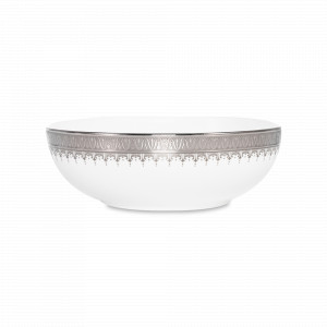Салатник порционный, 13 см, костяной фарфор, белый, серебристый, серия Монета, NARUMI, Япония, NARUMI (Япония)