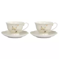 Набор из 2-х чайных пар, 210 мл, фарфор, белый, декор, серия Butterfly, ANNA LAFARG, Китай, 