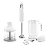 Блендер погружной с принадлежностями, 4 предмета, нержавеюащая сталь, пластик, белый, SMEG, Италия