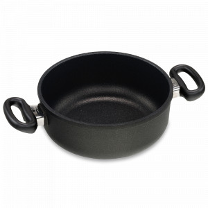 Алюминиевый сотейник с антипригарным покрытием, диаметр 26 см, высота 8 см, объем 3,6 л, для индукционных плит, с двумя фиксированными ручками, литой алюминий, толщина дна 10 мм, серия Frying Pans, AMT, Германия, AMT (Германия)