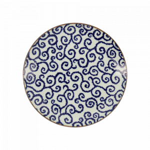 Тарелка обеденная, 25 см, фарфор, белый, синий, серия Ten Karakusa, TOKYO DESIGN, Нидерланды, Тарелки синие