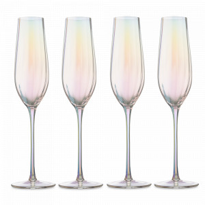 Набор из 4-х бокалов для шампанского Opal, 225 мл, 26.7 см, стекло, перламутровый, серия Gemma, LIBERTY JONES, Россия, Бокал-флейта для шампанского