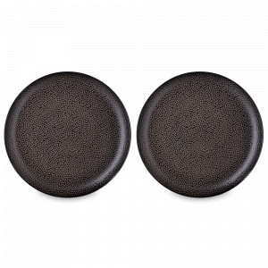 Набор обеденных тарелок, 2 предмета, 26 см, керамика, черный, серия Dots, LIBERTY JONES, Россия, Наборы тарелок для кухни