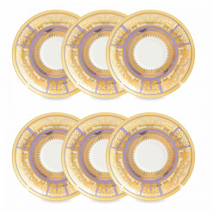 Набор из 6-ти блюдец Violet Cream Gold, 15 см, фарфор, фиолетовый, золотой, серия Constanza Diadem, FALKENPORZELLAN, Германия, Фарфоровые блюдца