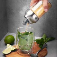 Диспенсер для сахара или молока Tip, 12 см, 180 мл, нержавеющая сталь, стекло, GEFU, Германия_00818750063386687718.jpg