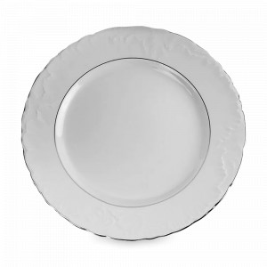 Тарелка обеденная, 25 см, фарфор, белый, платиновая отводка, серия Rococo, REPAST, Чехия, Тарелки REPAST