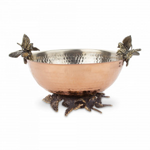 Миска «Бабочки», медь кованая, 7 х 15 см, серебристый, серия Летний сад, Кольчугинский Мельхиор, Россия, Пиалы, салатники индивидуальные
