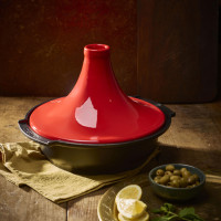 Тажин , 30 см, 4.7 л, кованный алюминий с антипригарным покрытием, крышка - керамика, красный, серия Red, PEUGEOT CERAMIC, Франция_00820490055821378637.jpg