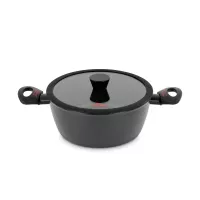 Кастрюля низкая с крышкой, 24 см, кованная сталь, черный, серия V-Forged, VITRINOR, Испания, 