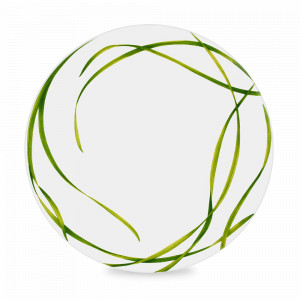 Тарелка обеденная, 28 см, костяной фарфор, белый, зеленый, серия Life in green, TAITU, Италия, Тарелки зеленые