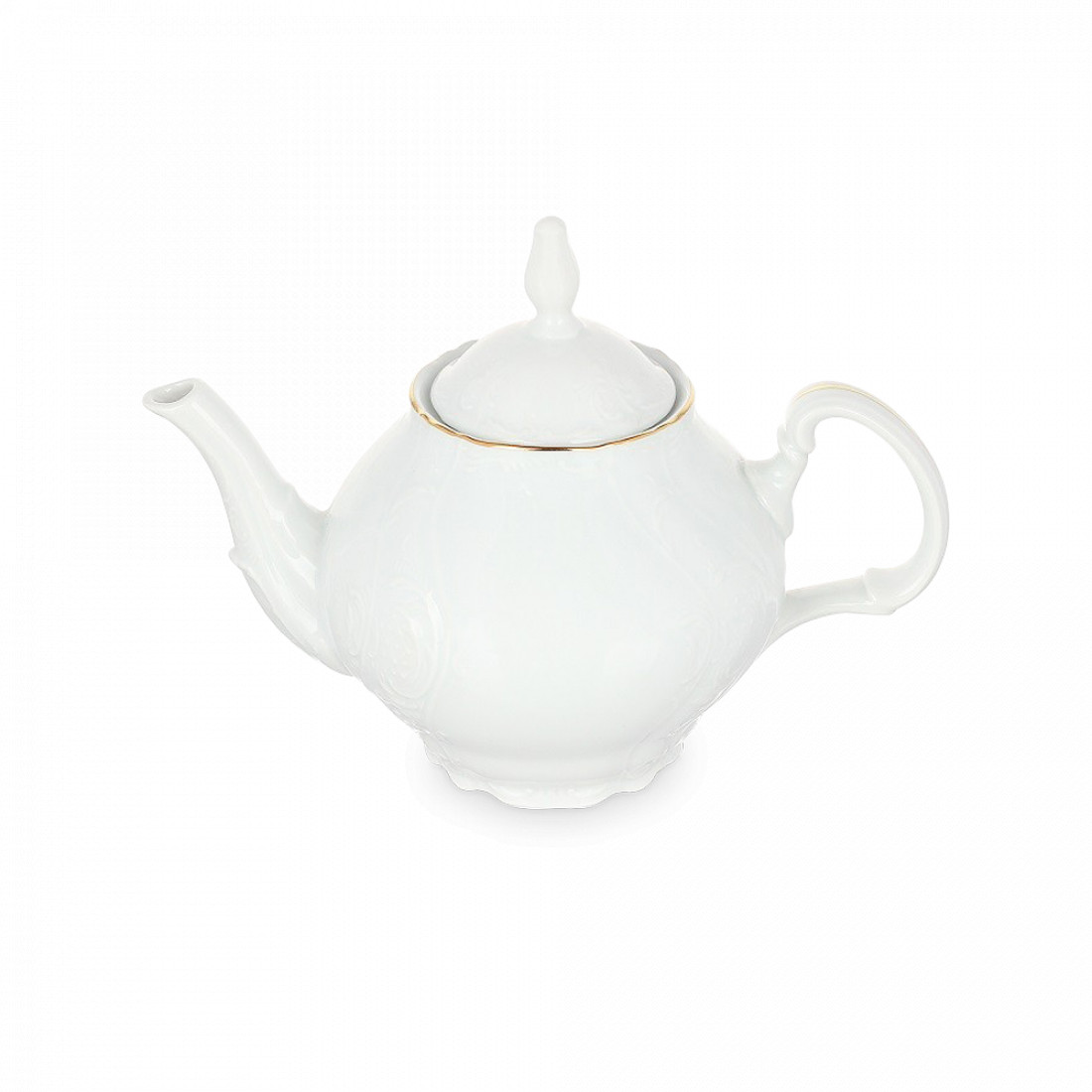 Чайник заварочный, 700 мл, фарфор, белый, золотой, серия Белый узор, BERNADOTTE, Чехия